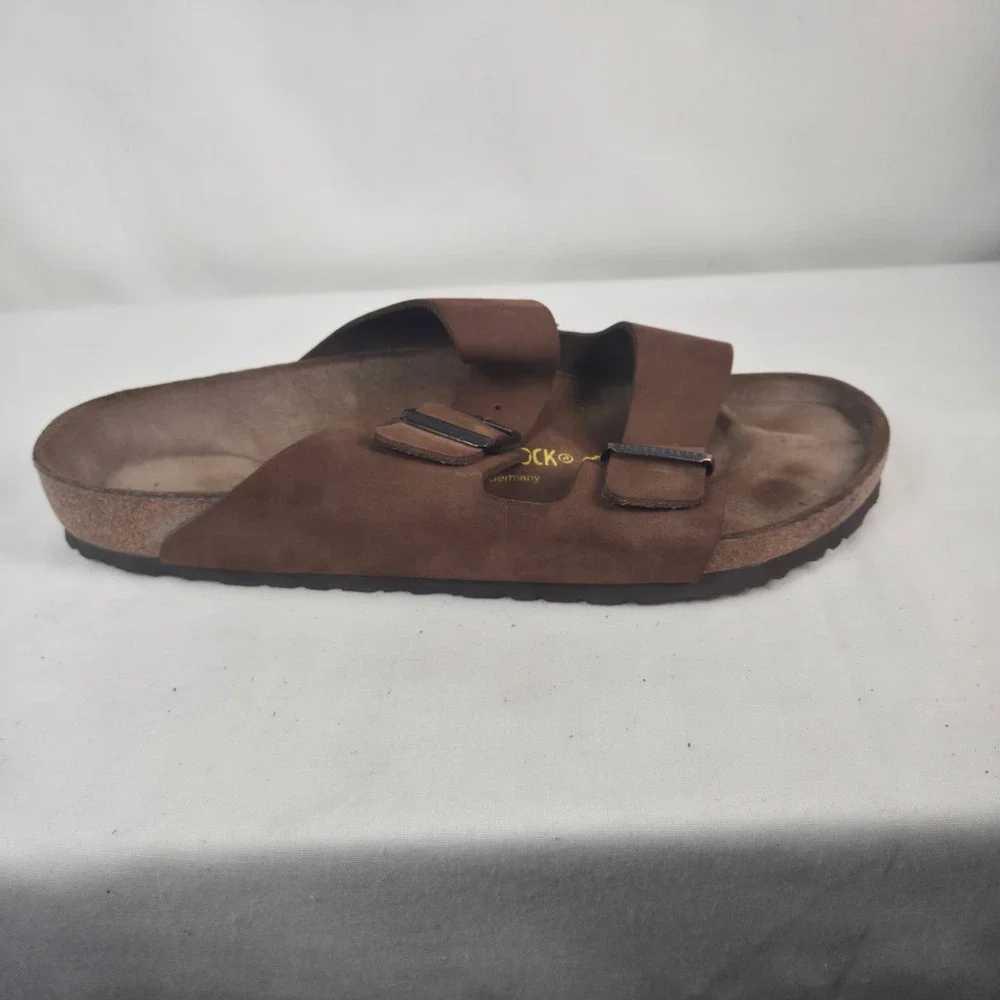 Birkenstock Arizona Men's Brown Suede Buckle Slide Sandals Adjustable US 11